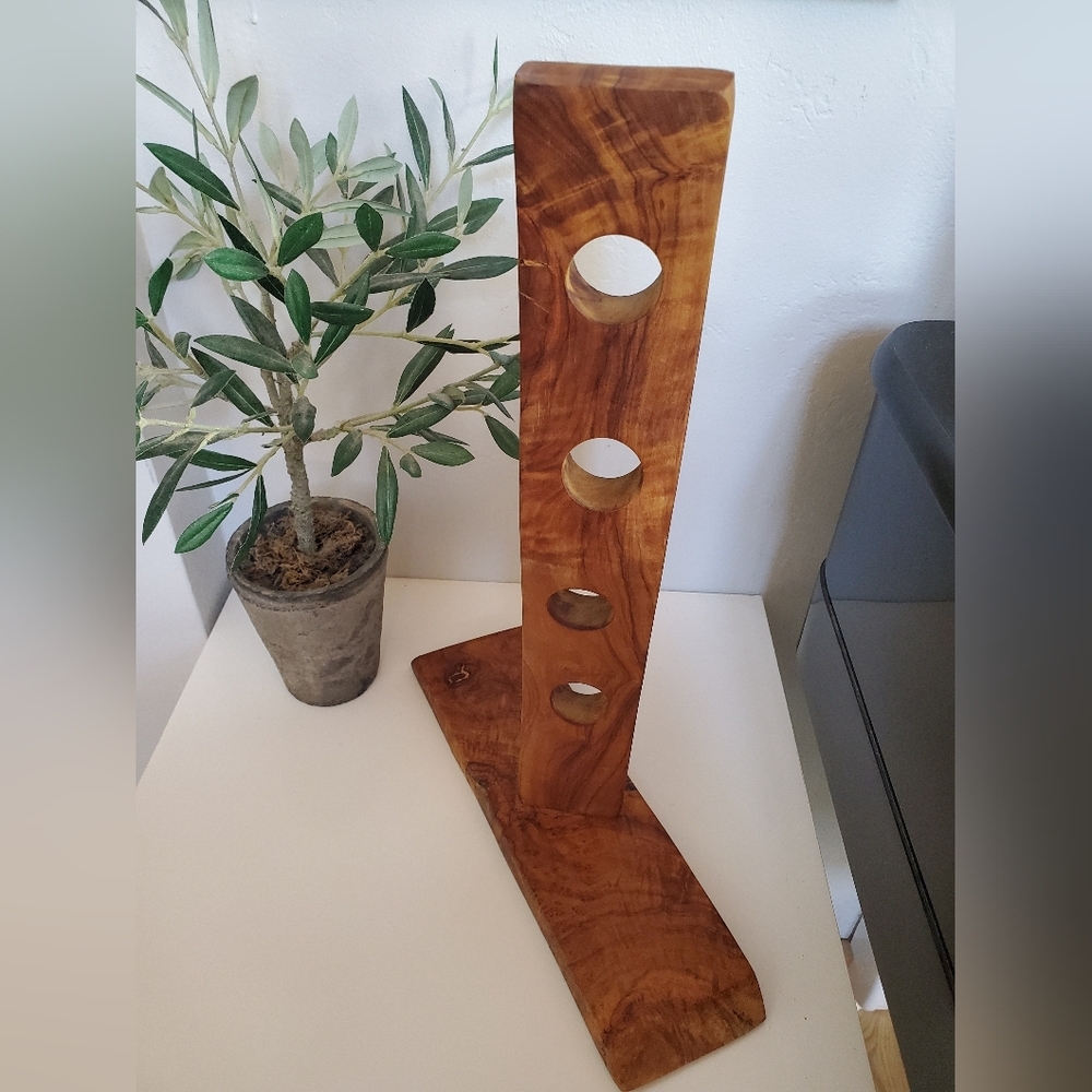 Olive Wood Bottle Holder - Picture 4 of 10
